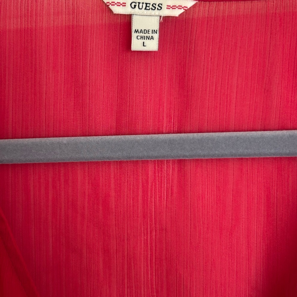 Guess Red Ruffled Wrap Blouse - Picture 5 of 6